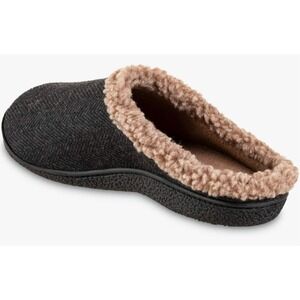 ISOTONER Men's Sherpa Memory Foam Black Herringbone Indoor/Outdoor NIB XL(11-12)